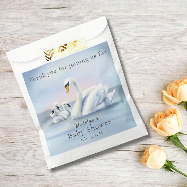 Thank You Mama Swan With Babies Baby Shower Favor Bag (Creator Uploaded)