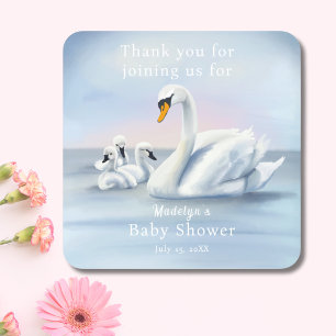 Thank You Mama Swan With Babies Baby Shower Square Sticker