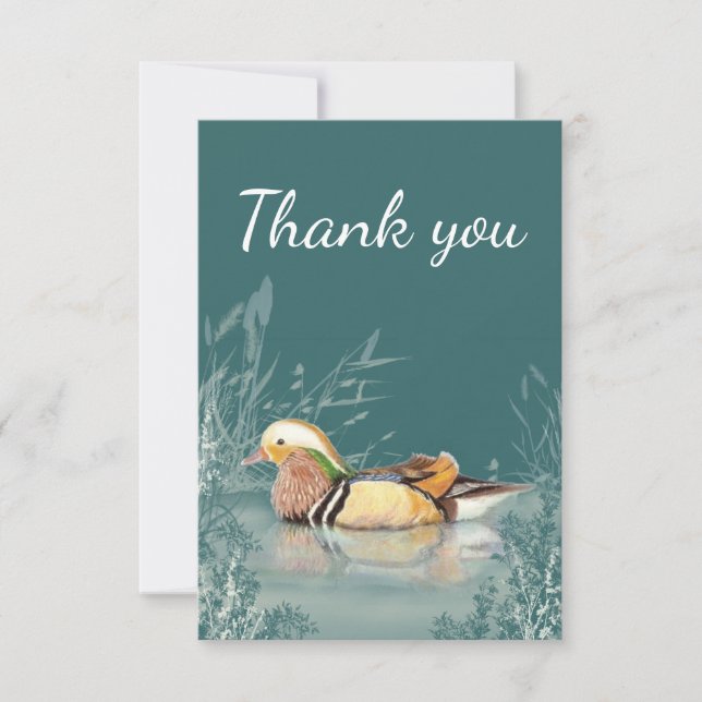 Thank You Mandarin Duck Bird Nature Art (Front)