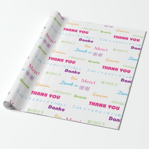 Thank You Many Languages Colorful Text Wrapping Paper