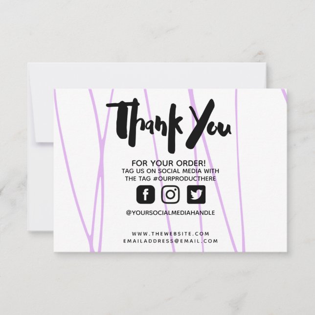 Thank you Marble Purple Trendy Custom Media Insert (Front)