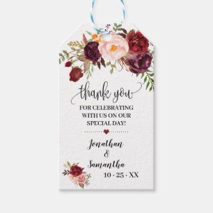 Thank you marsala bridal shower favor tag