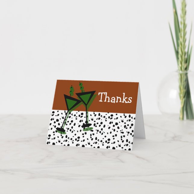 Thank You Martini Glass Note Card Template (Front)