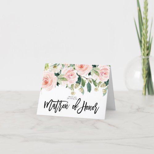thank you matron of honor card floral