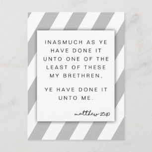 Thank you - Matthew 25:40  Ye have done it unto me Postcard