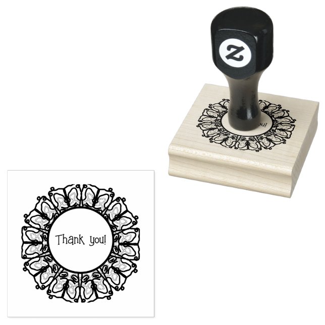 Thank you, medallion style, rubber stamp (Stamped)