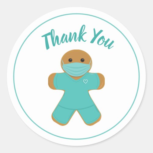 Thank You Medical Nurse Doctor Gingerbread Man Classic Round Sticker