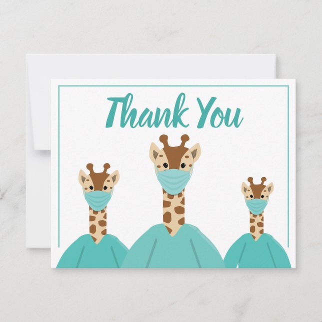 Thank You Medical Nurse Doctor Giraffe Cartoon (Front)