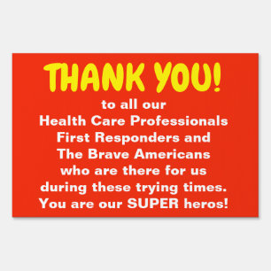 Thank you Medical Professional & 1st Responders Sign