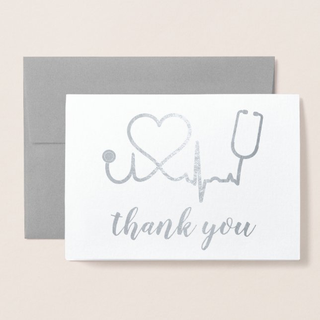 Thank You Medical Staff Heartbeat Foil Card (Front With Envelope)