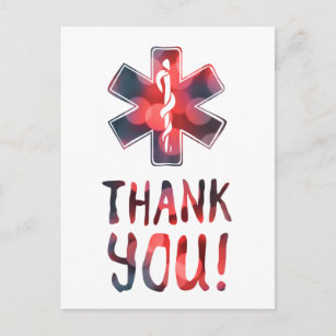 thank you medical workers bokeh postcard