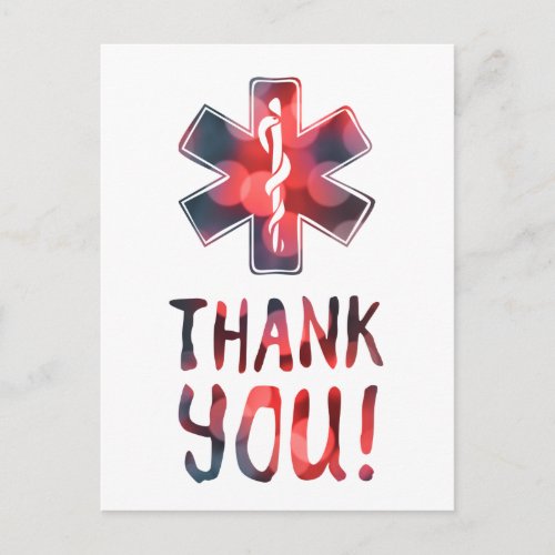 thank you medical workers bokeh postcard