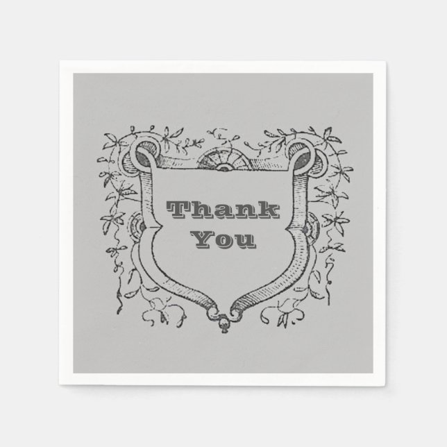 Thank You Medival Ornate Shield Appreciation Meal Napkins (Front)