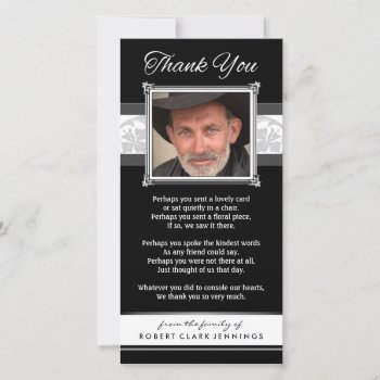 Thank You Memorial Black & White Photo Card by juliea2010 at Zazzle