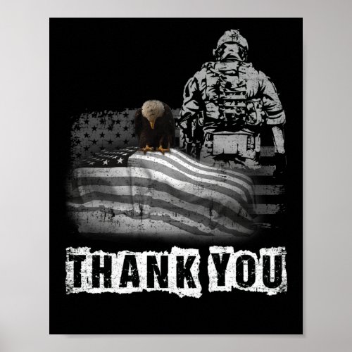 Thank You Memorial Day military flag 4th Of July Poster