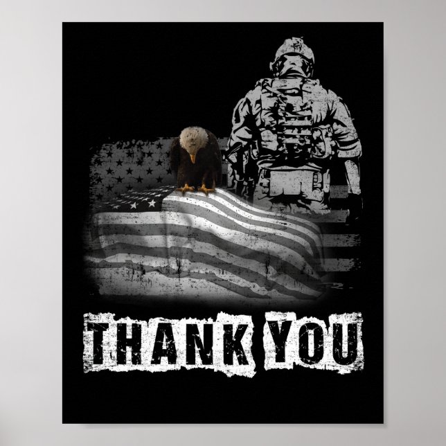 Thank You Memorial Day military flag 4th Of July Poster (Front)