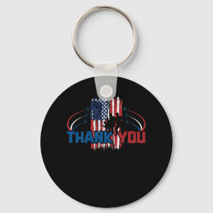 Thank You Memorial Day Partiotic Military Veteran Keychain