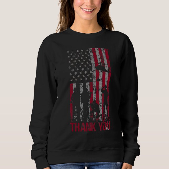 Thank You Memorial Day Veteran Military Flag Ameri Sweatshirt (Front)