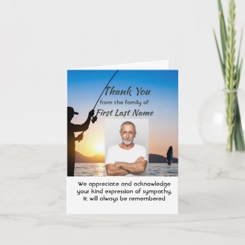 Thank you, Memorial  Fisherman Fishing Fish You Card