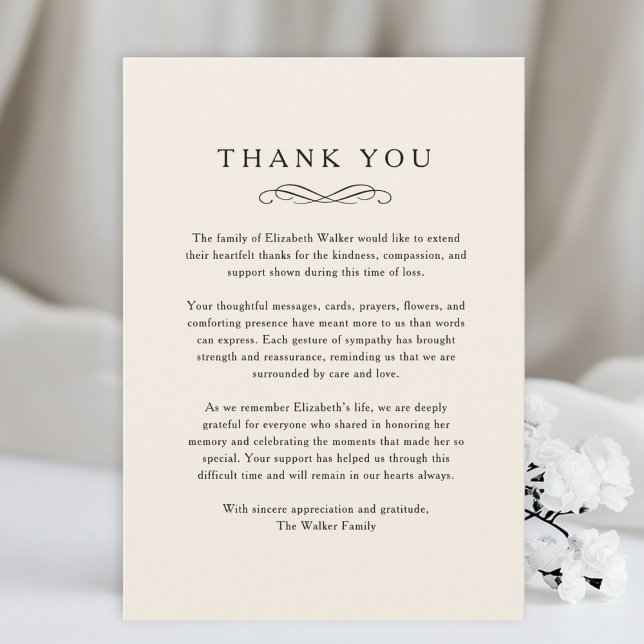 Thank you - Memorial Funeral Beige Card (Thank you - Memorial Funeral Beige Card)
