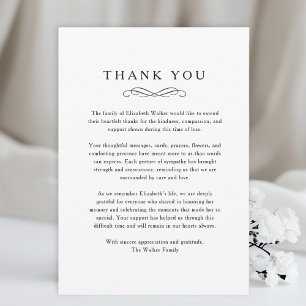 Thank you - Memorial Funeral White Card