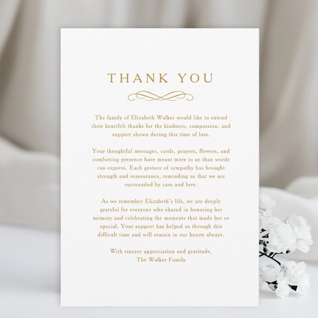 Thank you - Memorial Funeral White Card (Thank you - Memorial Funeral White Card)