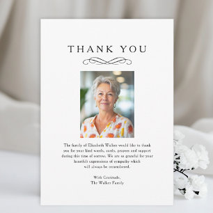 Thank you - Memorial Funeral White Photo Card