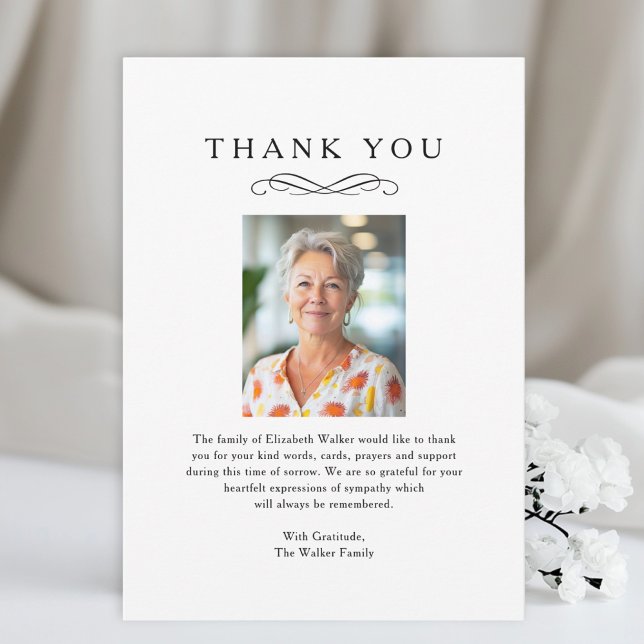 Thank you - Memorial Funeral White Photo Card (Thank you - Memorial Funeral White Photo Card)