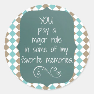 Thank You Memories Quote Classic Round Sticker