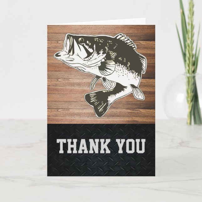Thank You Men's Bass Fishing Rustic Sports Hobby Card (Front)