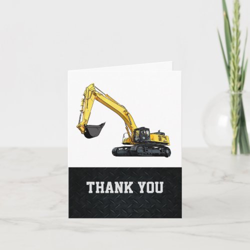 Thank You Mens Excavator Note Card Construction
