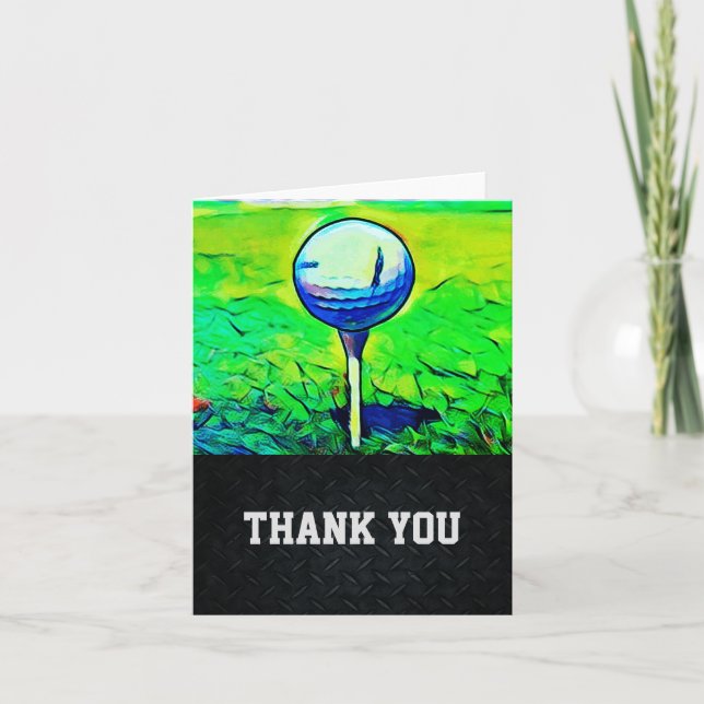 Thank You Men's Golfing Note Card (Front)