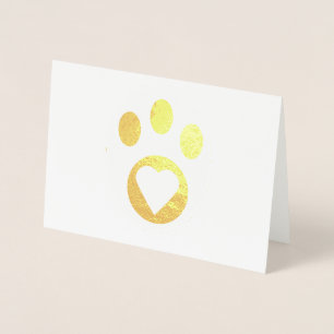 Thank You Meowy Cat Paw Heart Cute Personalize Foil Card