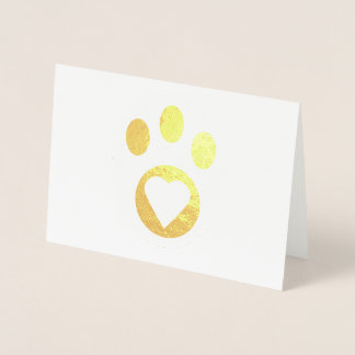 Thank You Meowy Cat Paw Heart Cute Personalize Foil Card