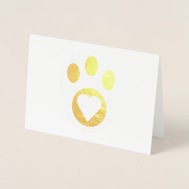 Thank You Meowy Cat Paw Heart Cute Personalize Foil Card (Front)