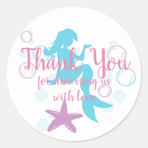 Thank You Mermaid Baby Show Nautical Party Sticker