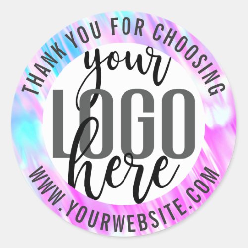 Thank You Mermaid Purple Holographic Business Logo Classic Round Sticker