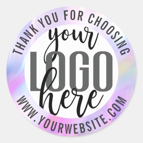 Thank You Mermaid Purple Iridescent Business Logo Classic Round Sticker