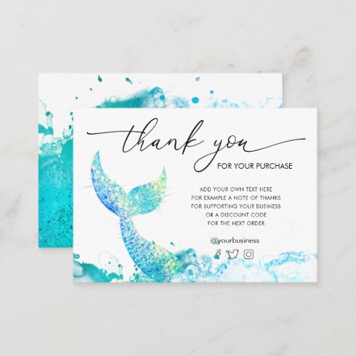 thank you mermaid summer design business card