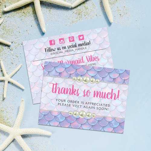 Thank You Mermaid Tail Scale  Pearl Boutique Shop Postcard