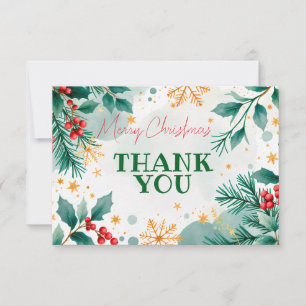 Thank you Merry Christmas Card – Leaves & Berries