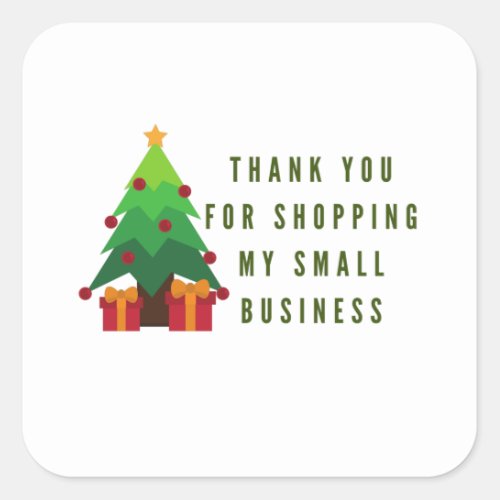 Thank You Merry Christmas Handmade Small Business  Square Sticker