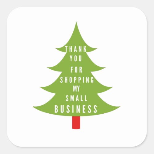 Thank You Merry Christmas Handmade Small Business  Square Sticker