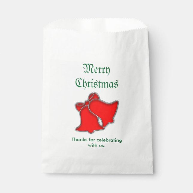 Thank You, Merry Christmas Red Bells Your Message Favor Bag (Front)