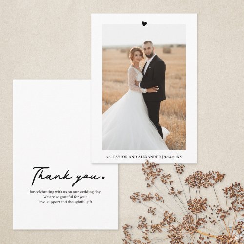 Thank You Message Calligraphy Script Photo Card