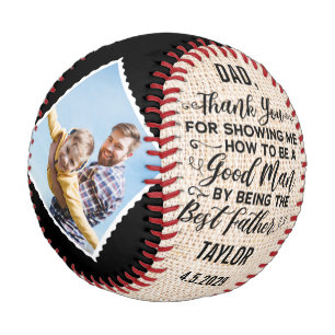 Thank you message for dad with custom 4 photos baseball