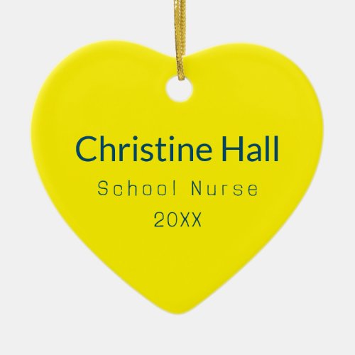 thank you message school nurse yellow heart ceramic ornament