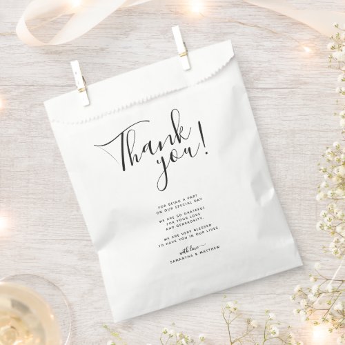 Thank You Message Wedding  Favor Bag