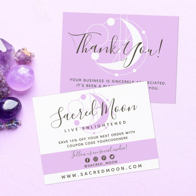 Thank You Metaphysical Moon Minimalist Purple Postcard (Creator Uploaded)