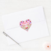 Thank You Mexican Flowers Pink Quinceanera Party Heart Sticker (Envelope)
